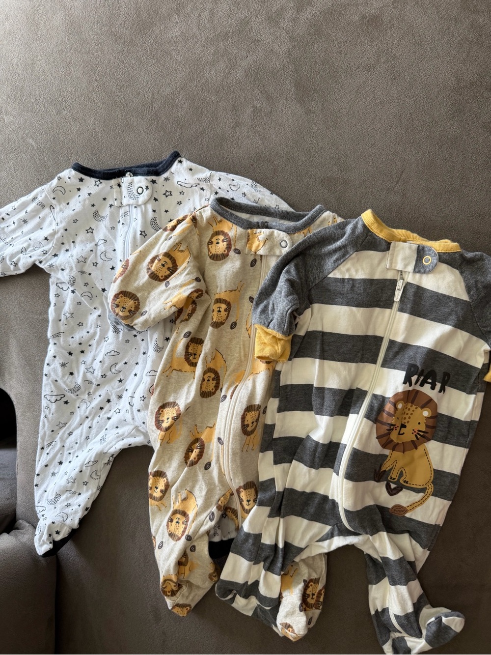Gerber Baby Footed Sleepers in Yellow, Gray, White